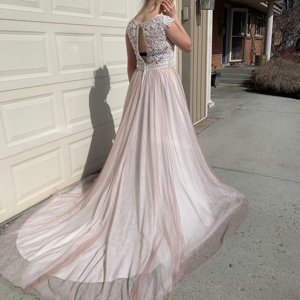 Mary’s Bridal Champagne Lace Sheer Wedding Dress - Picture 5 of 15